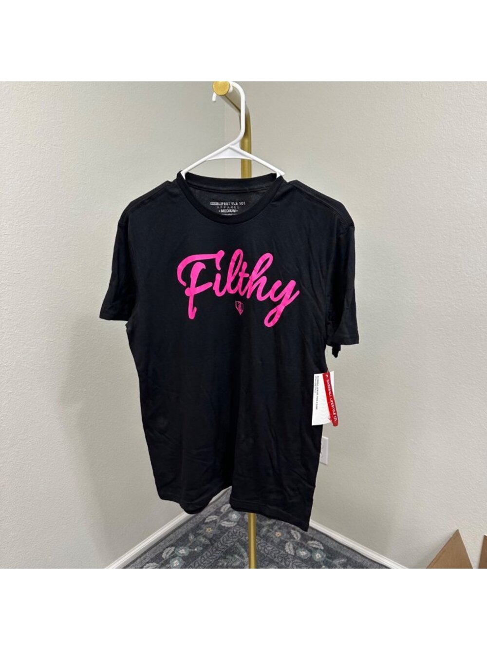 Baseball Lifestyle 101 Filthy Black Short Sleeve Graphic T Shirt Mens Medium NEW